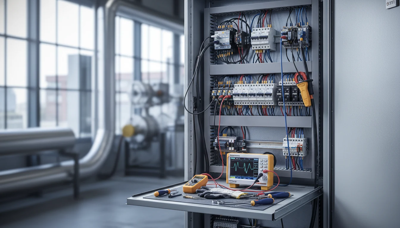 Maintenance of an electrical industrial plant with an open control cabinet and measurement technology